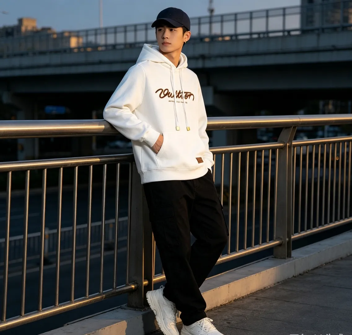 Louis Vuitton Signature Letter Pattern Printed Hooded Sweatshirt